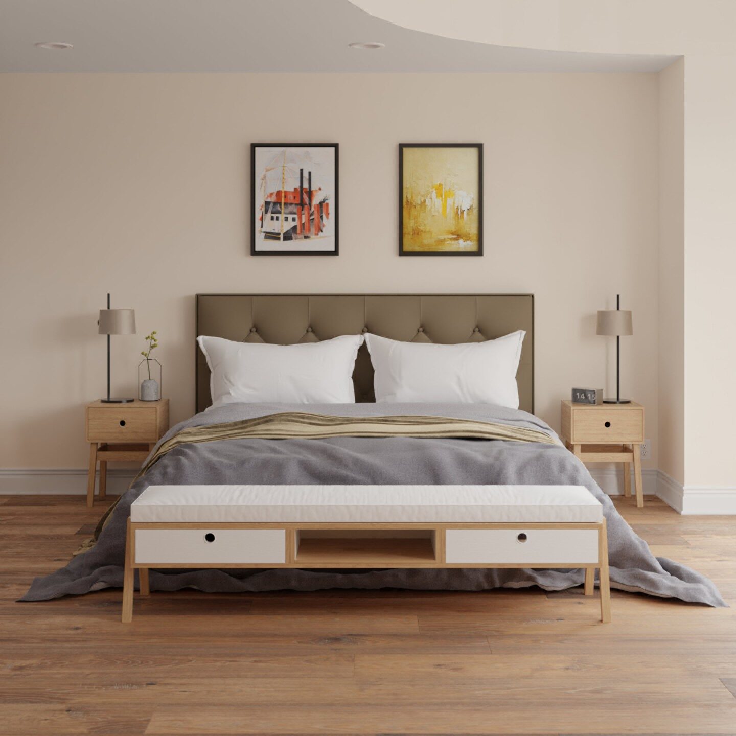 Luxury vinyl flooring in chic bedroom