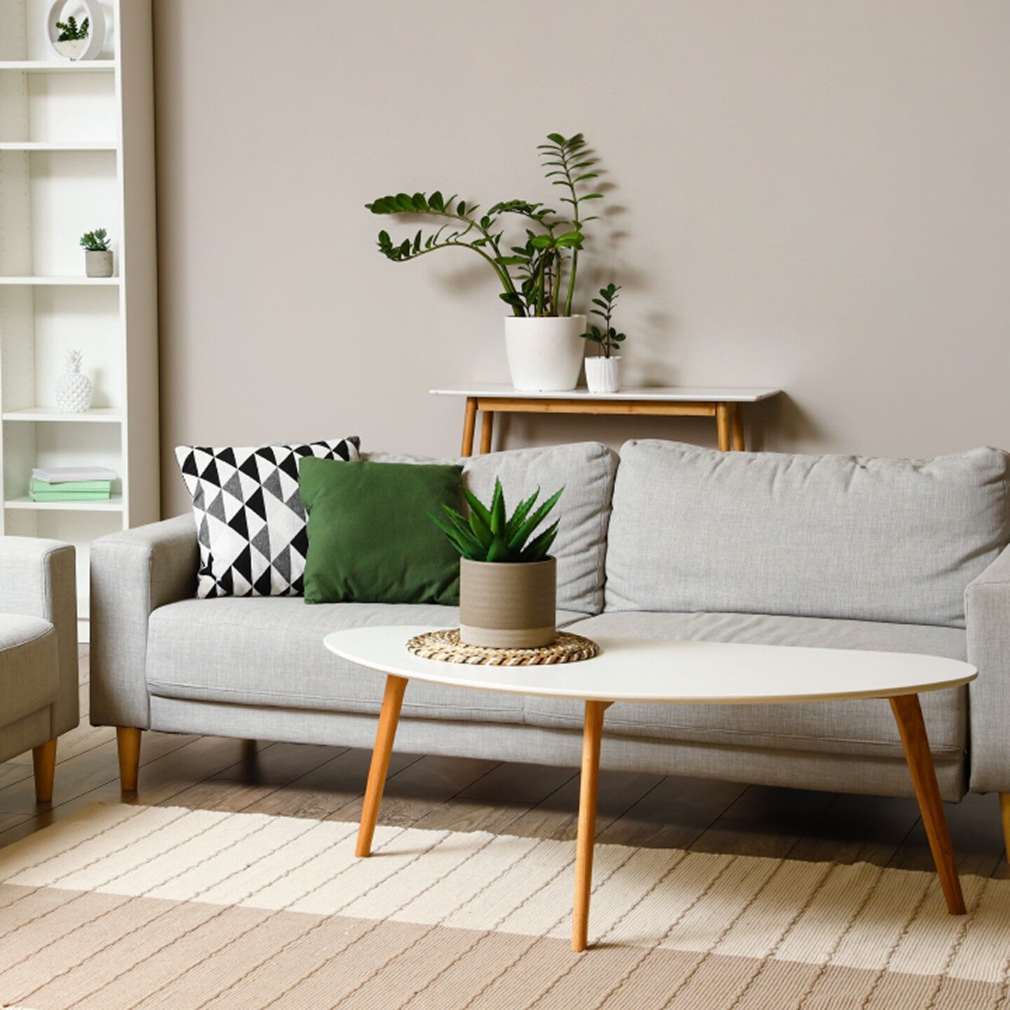 Custom area rug in small living room