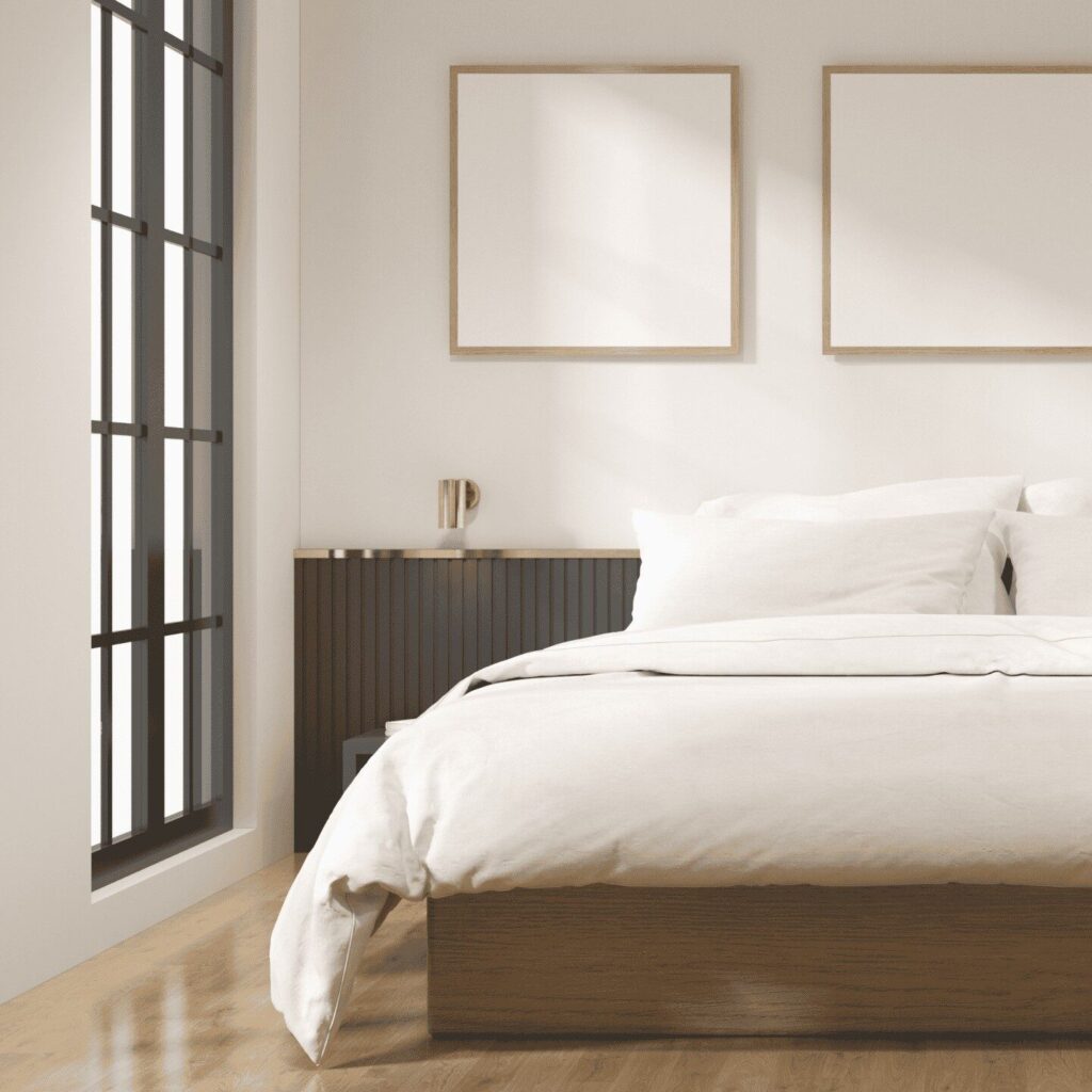 Bedroom with laminate floors